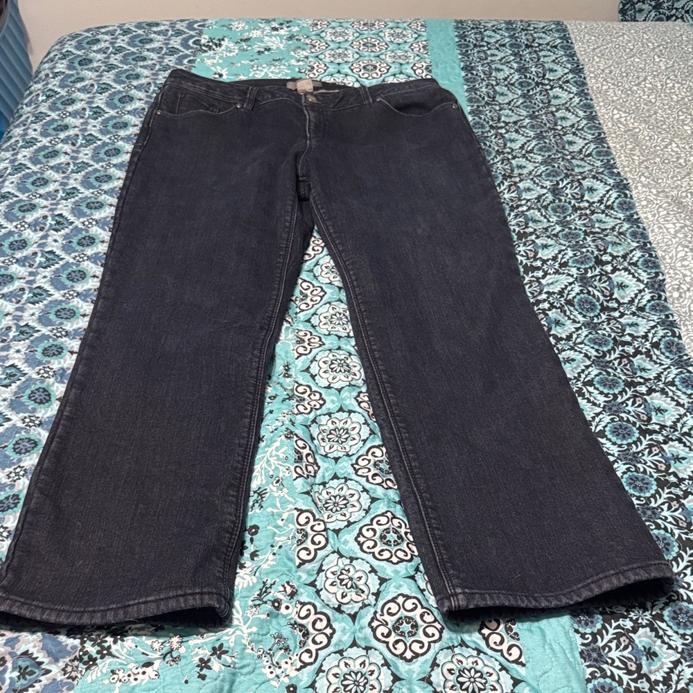 Natural Reflections Women's Dark Blue, Fleece Lined, Straight Leg Jeans